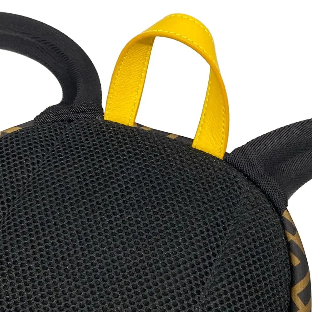 Fendi Zucca Backpack 8BZ040 Brown Black Yellow Nylon Leather